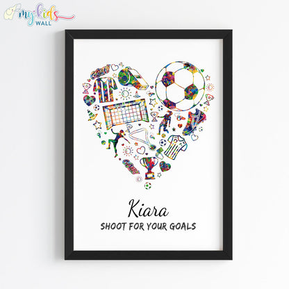 Heart of football Personalised Wall Art Framed Black