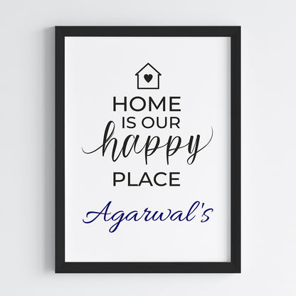Home Is Our Happy Place Personalized Wall Art (Framed)