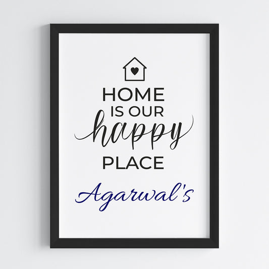 Home Is Our Happy Place Personalized Wall Art (Framed)