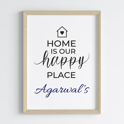 Home Is Our Happy Place Personalized Wall Art (Framed)