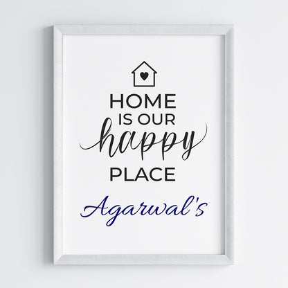 Home Is Our Happy Place Personalized Wall Art (Framed)