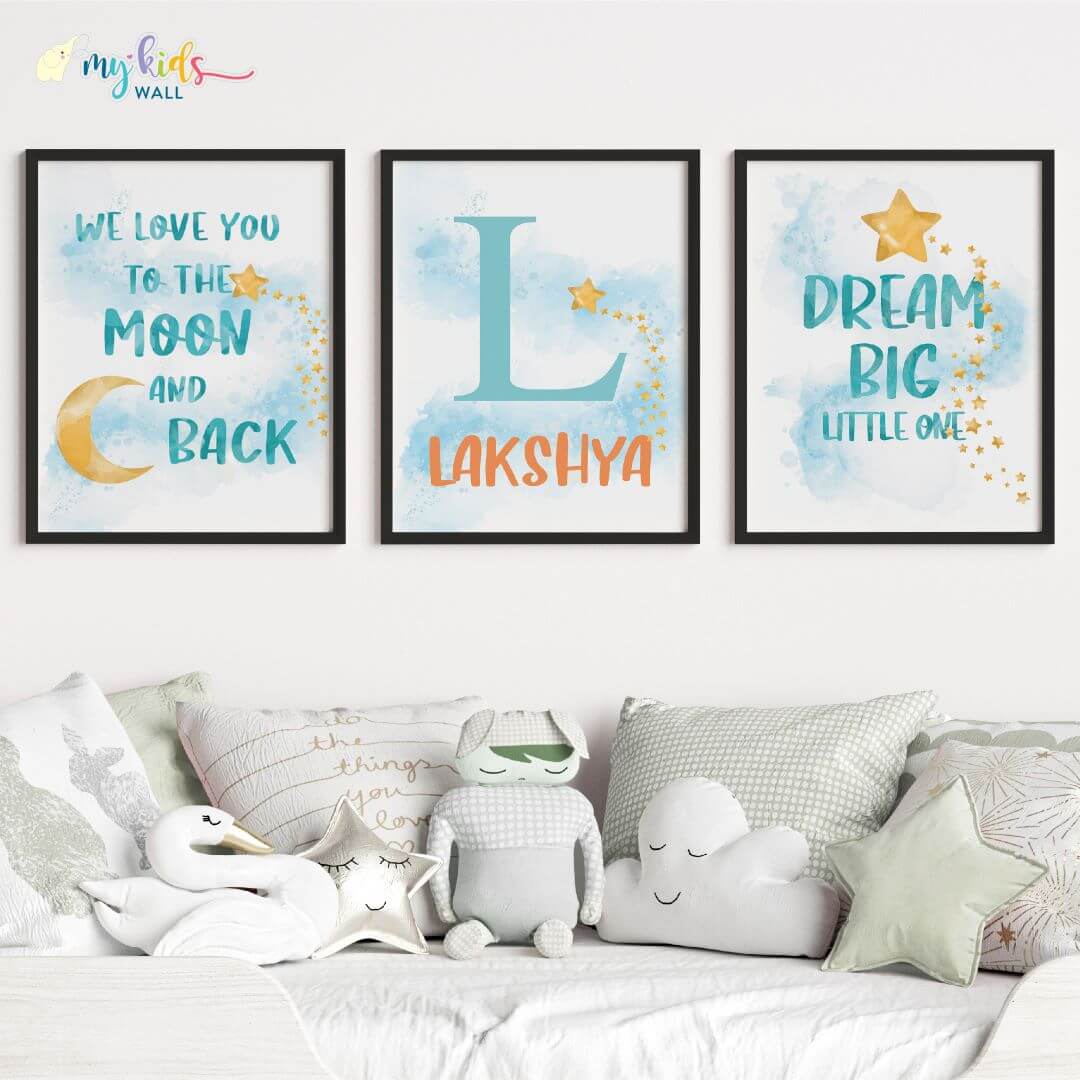 Inspirational hot air Balloon set of 3 wall art black frame