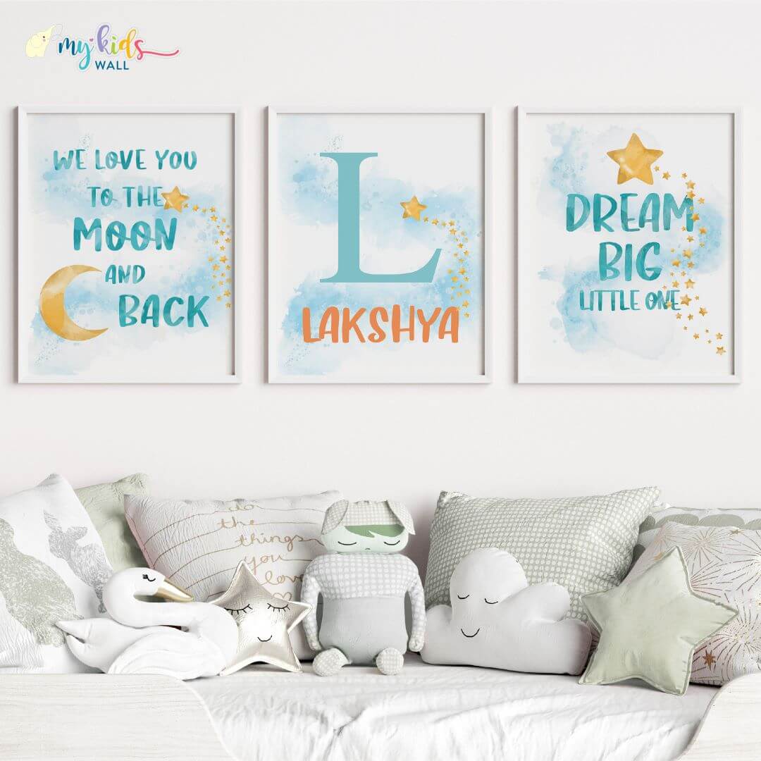 Inspirational hot air Balloon set of 3 wall art white frame