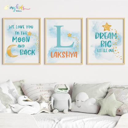 Inspirational hot air Balloon set of 3 wall art wooden frame