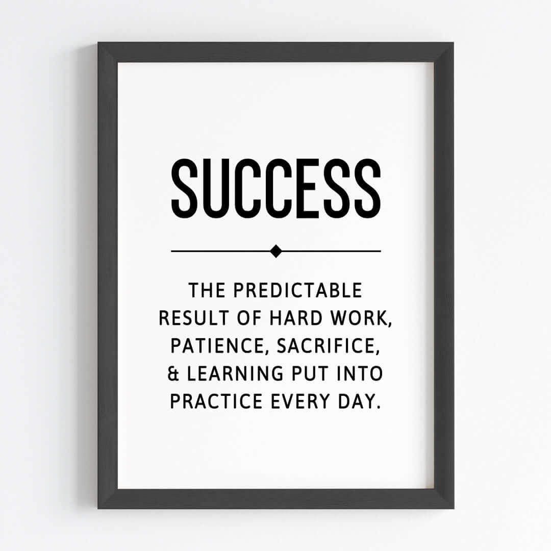 Inspirational quote Success wall art black frame