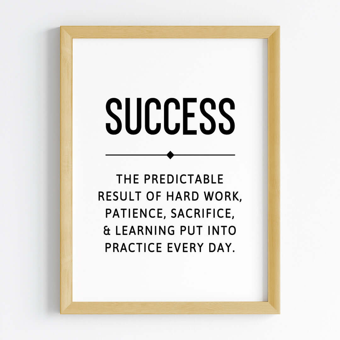 Inspirational quote Success wall art wooden frame