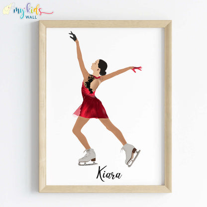 Inspirational ice skating girl wall art wooden frame