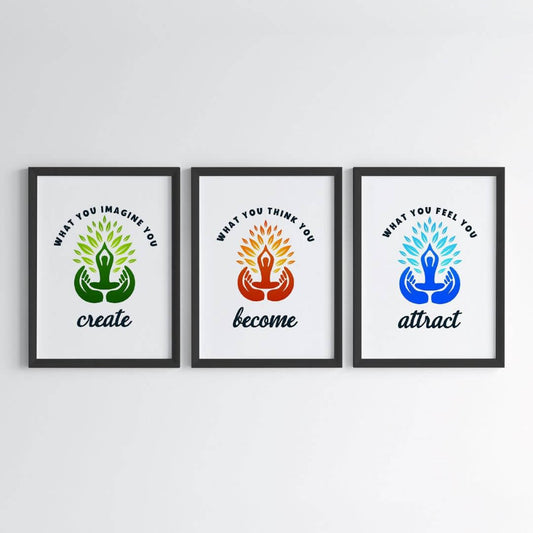 Inspirational buddha wall art black frames