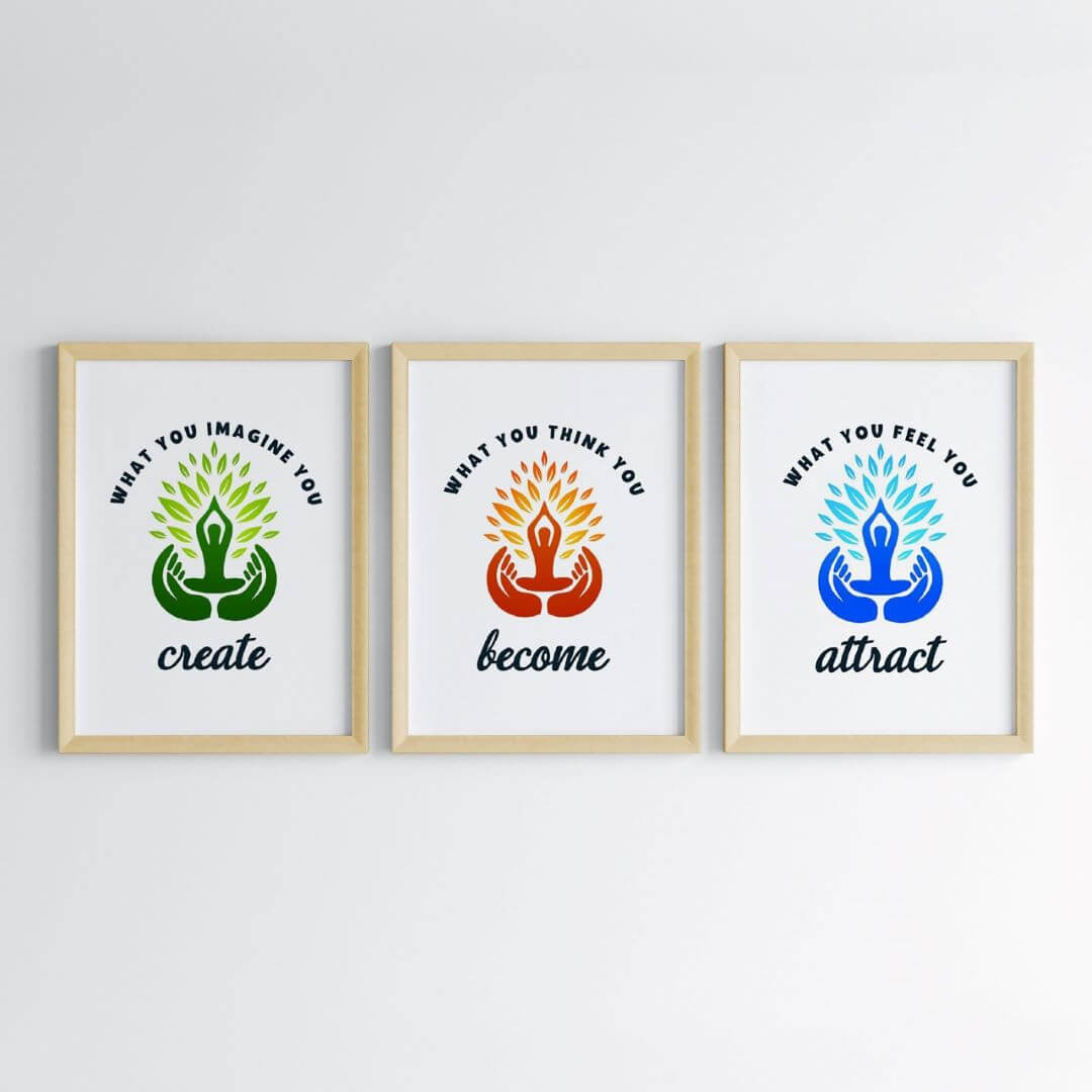 Inspirational Buddha Wall Art (Framed Set of 3)