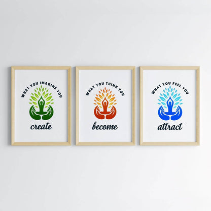 Inspirational Buddha Wall Art (Framed Set of 3)