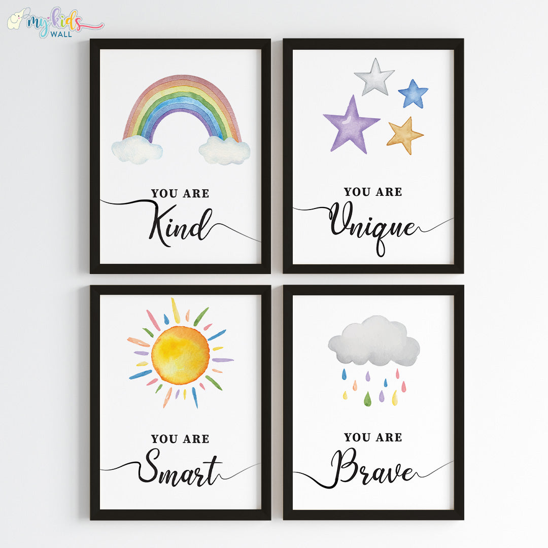 inspiring skies wall art set of 4 black frame