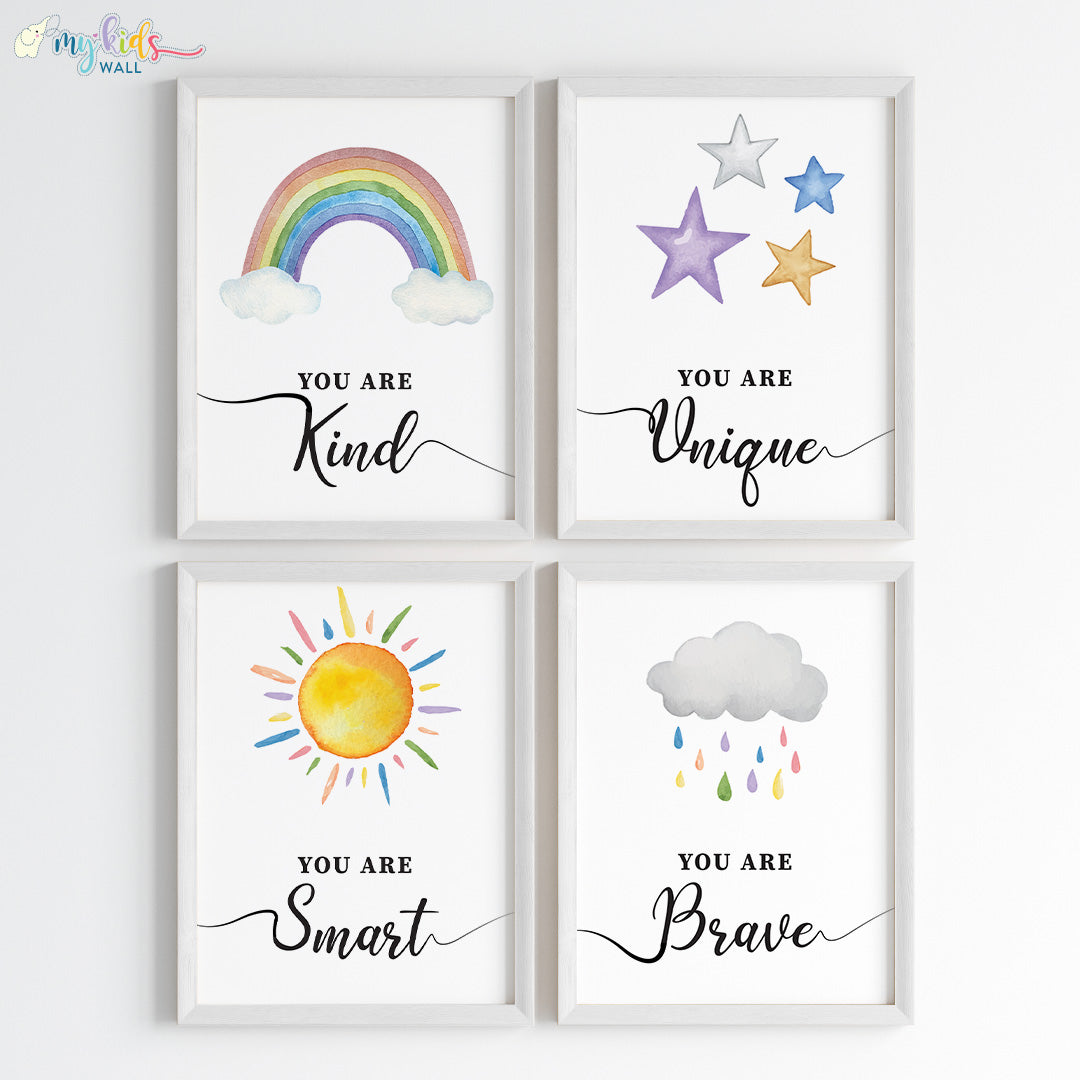 inspiring skies wall art set of 4 white frame