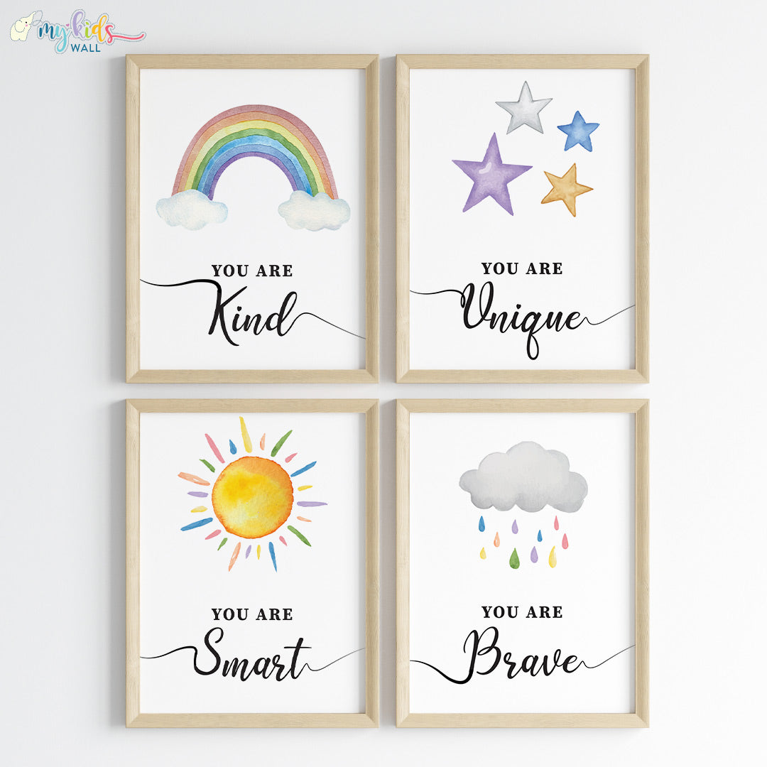 inspiring skies wall art set of 4 wooden frame