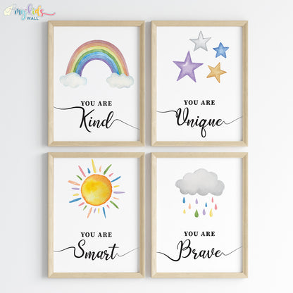 inspiring skies wall art set of 4 wooden frame