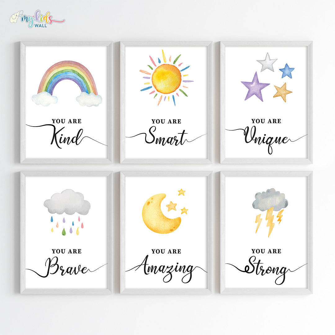 inspiring skies wall art set of 6 white frame