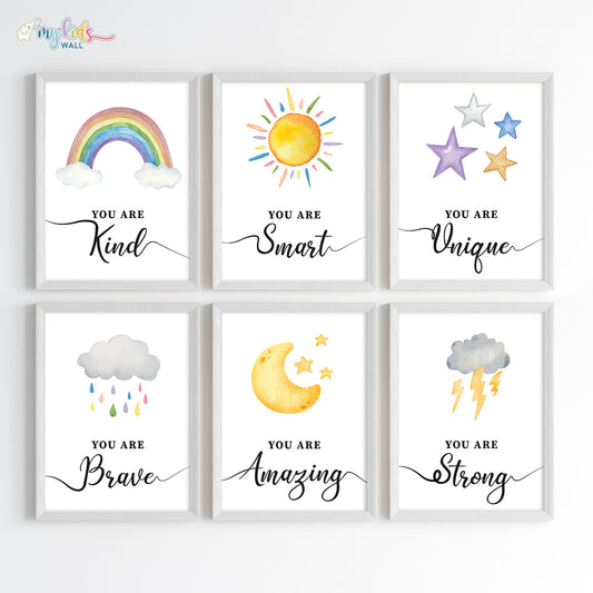 inspiring skies wall art set of 6 white frame