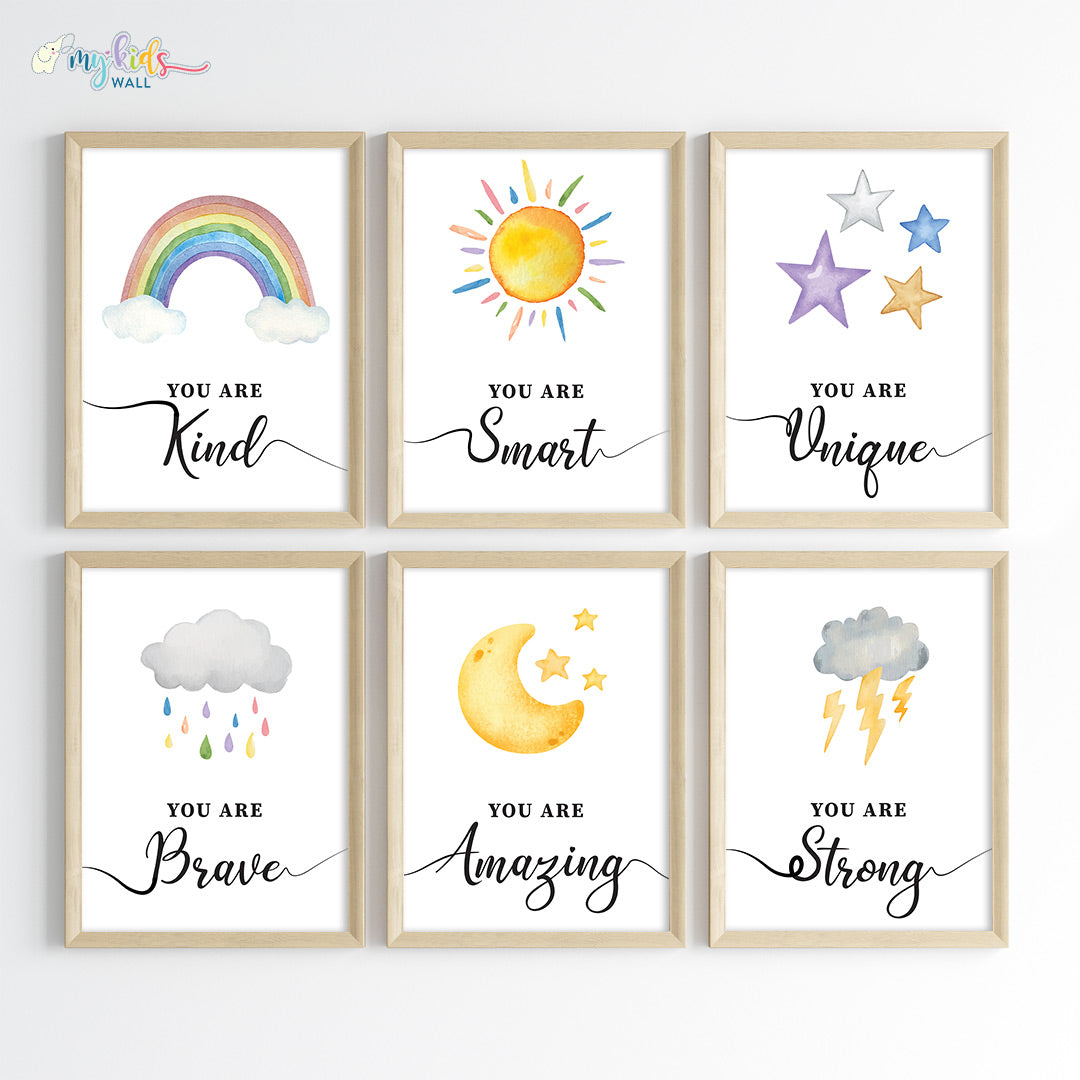 inspiring skies wall art set of 6 wooden frame