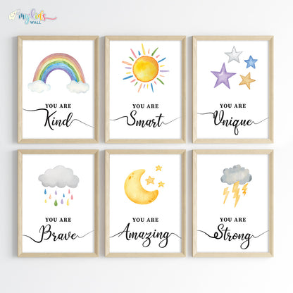 inspiring skies wall art set of 6 wooden frame