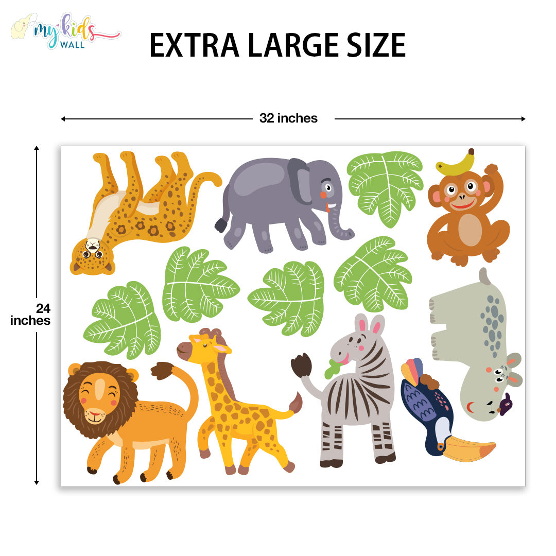 jungle friends extra large size wall stickers
