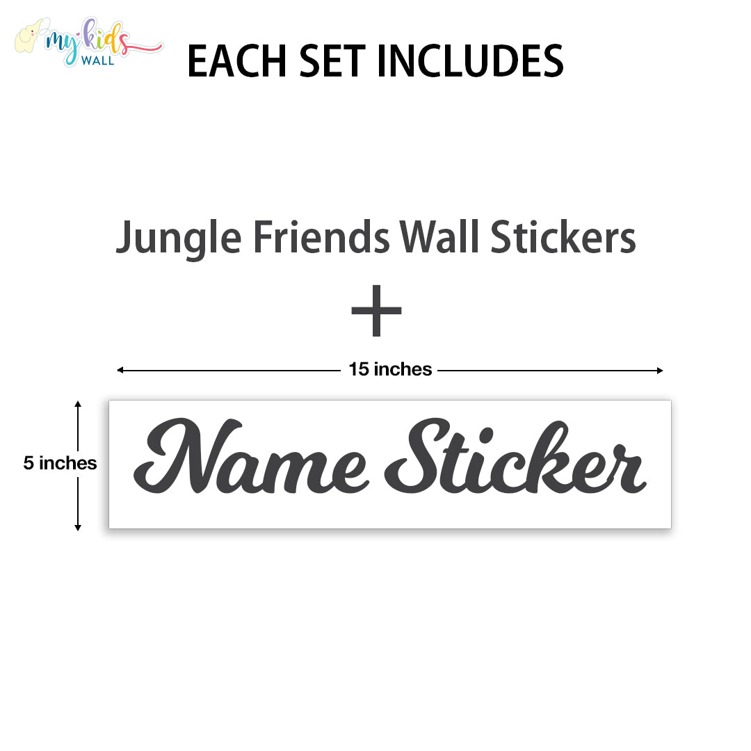 jungle friends name size wall stickers