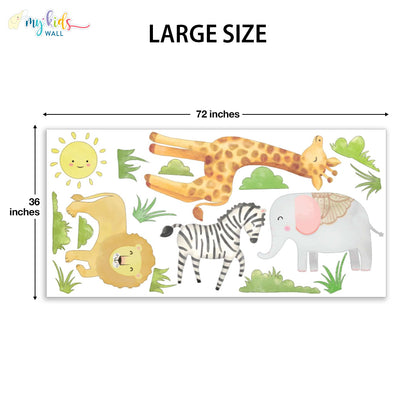 jungle safari animals large size wall stickers