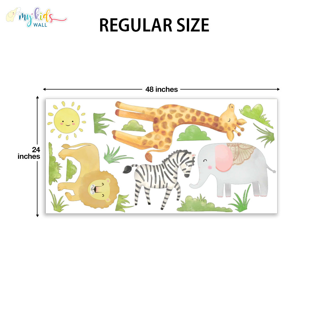 jungle safari animals large size wall stickers