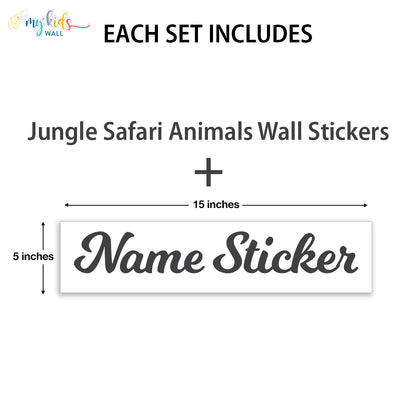 jungle safari animals name size wall stickers