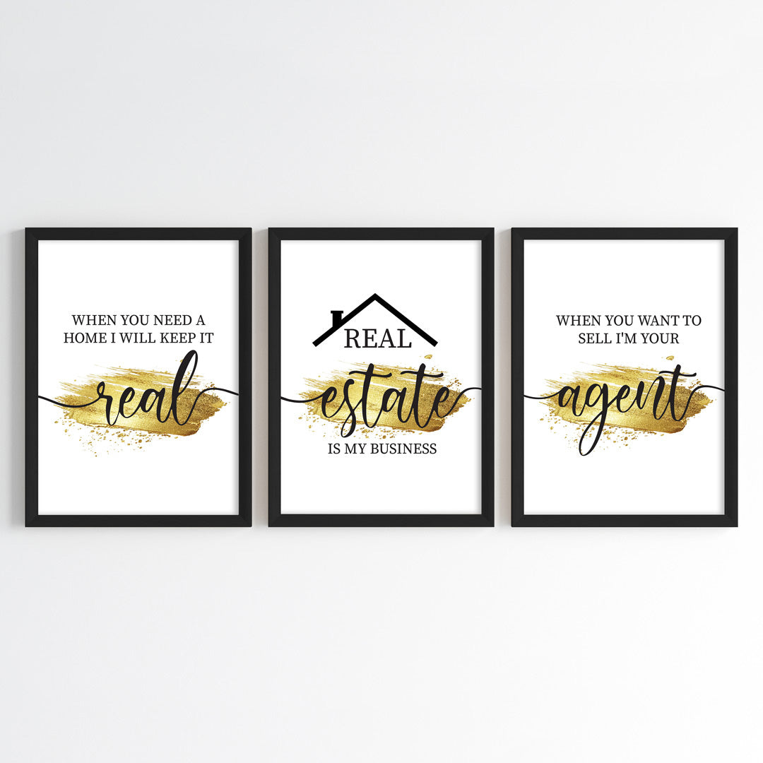 Keep It Real Realtor Wall Art (Framed Set of 3)