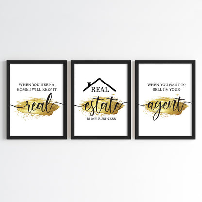 Keep It Real Realtor Wall Art (Framed Set of 3)