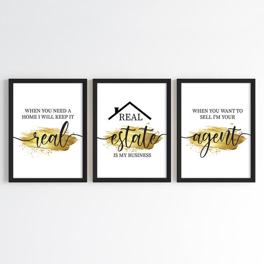 Keep It Real Realtor Wall Art (Framed Set of 3)