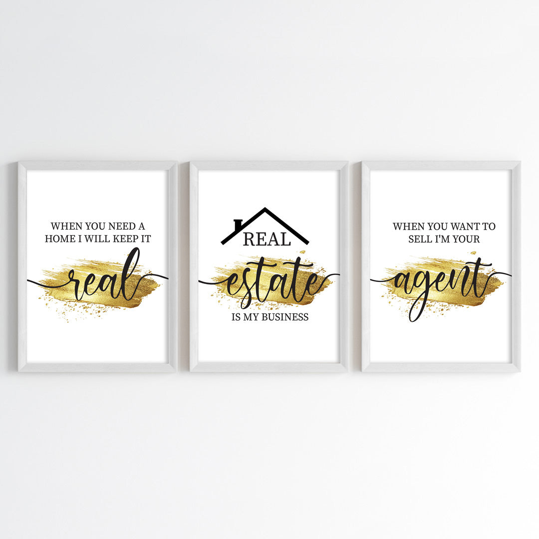 Keep It Real Realtor Wall Art (Framed Set of 3)