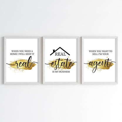 Keep It Real Realtor Wall Art (Framed Set of 3)