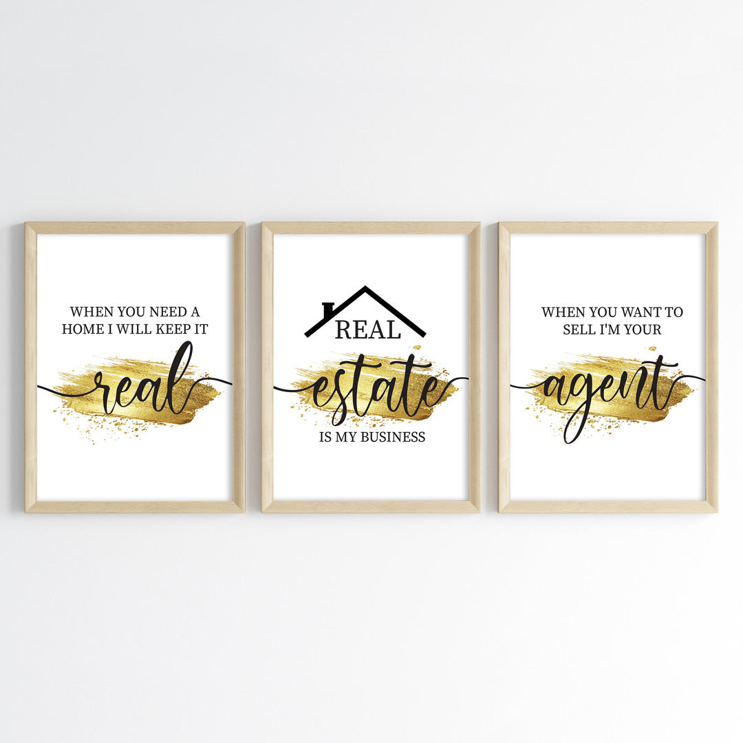 Keep It Real Realtor Wall Art (Framed Set of 3)