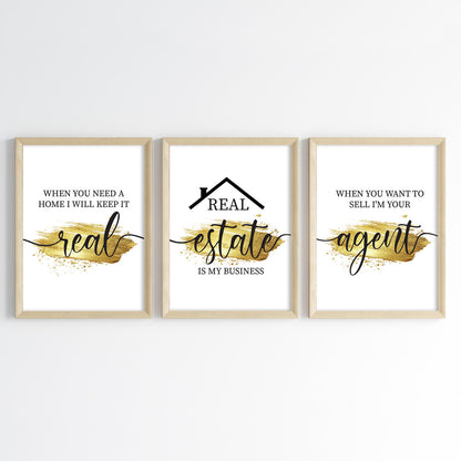 Keep It Real Realtor Wall Art (Framed Set of 3)
