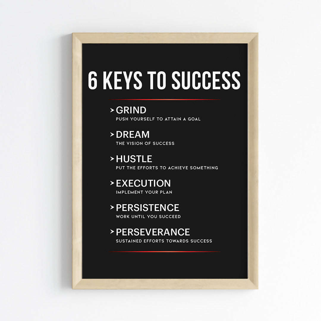 Keys to Success Motivational Wall Art (Framed)