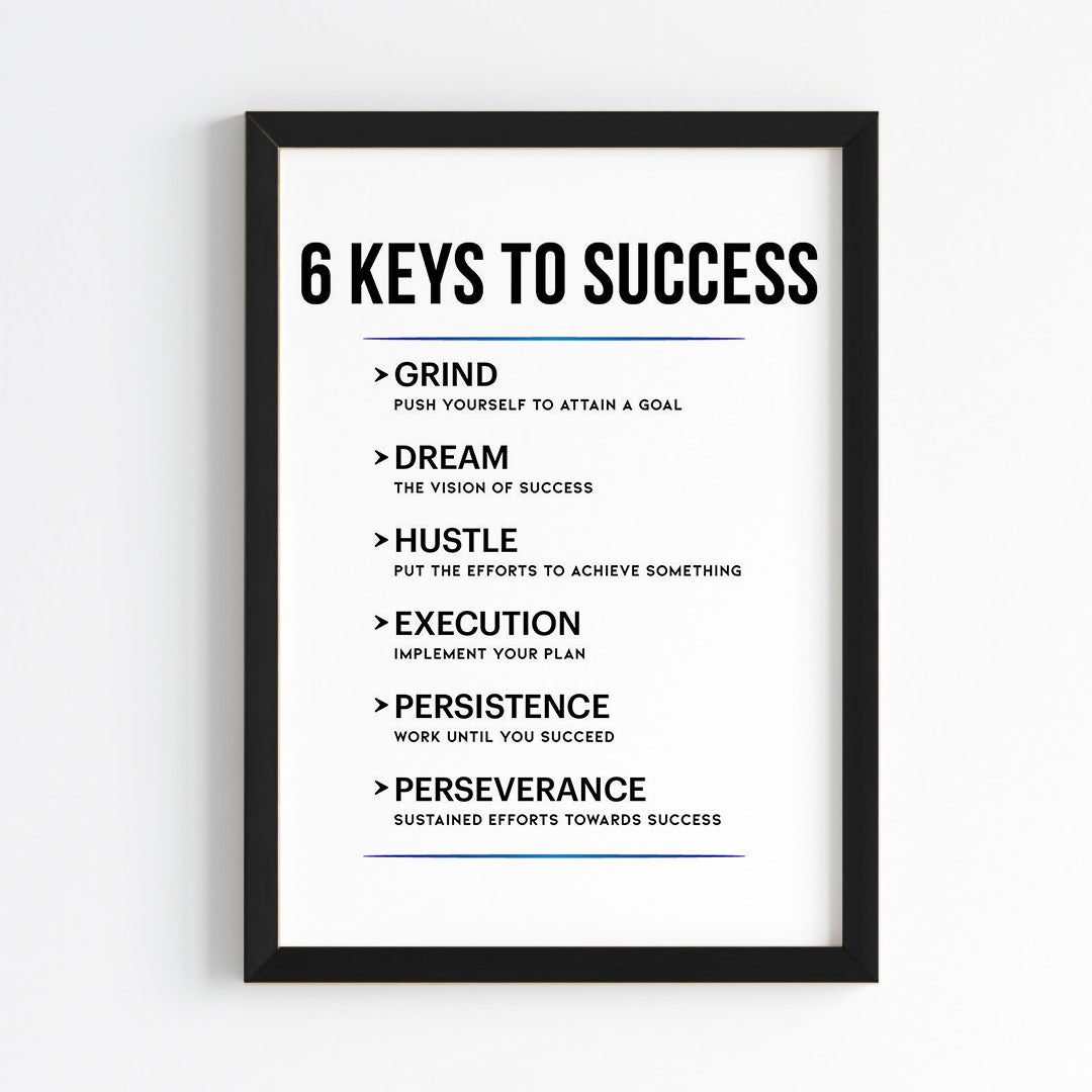 Keys to Success Motivational Wall Art (Framed)