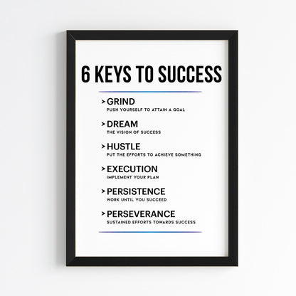 Keys to Success Motivational Wall Art (Framed)