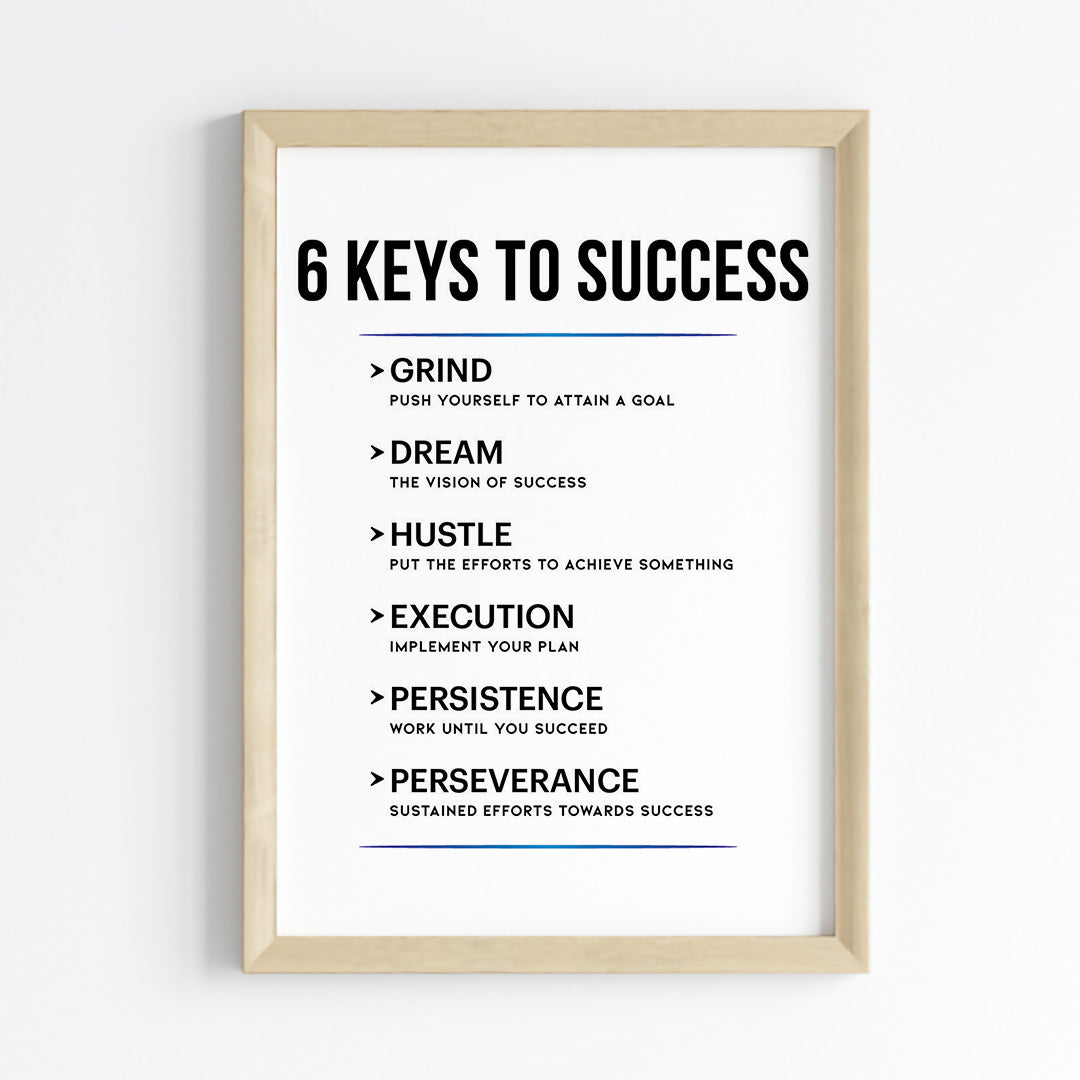 Keys to Success Motivational Wall Art (Framed)