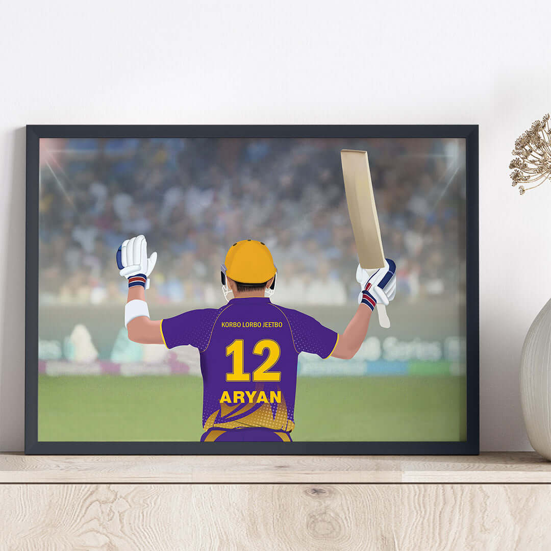 KKR inspirational IPL player wall art black frame