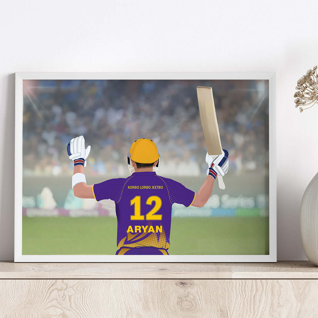 KKR inspirational IPL player wall art white frame