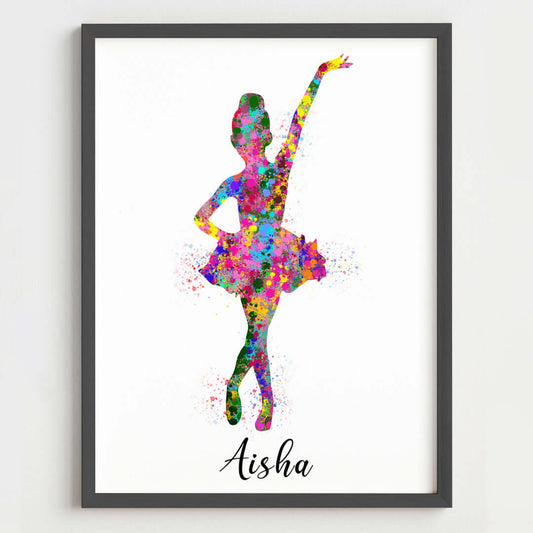 Inspirational little ballerina girl wall art black frame