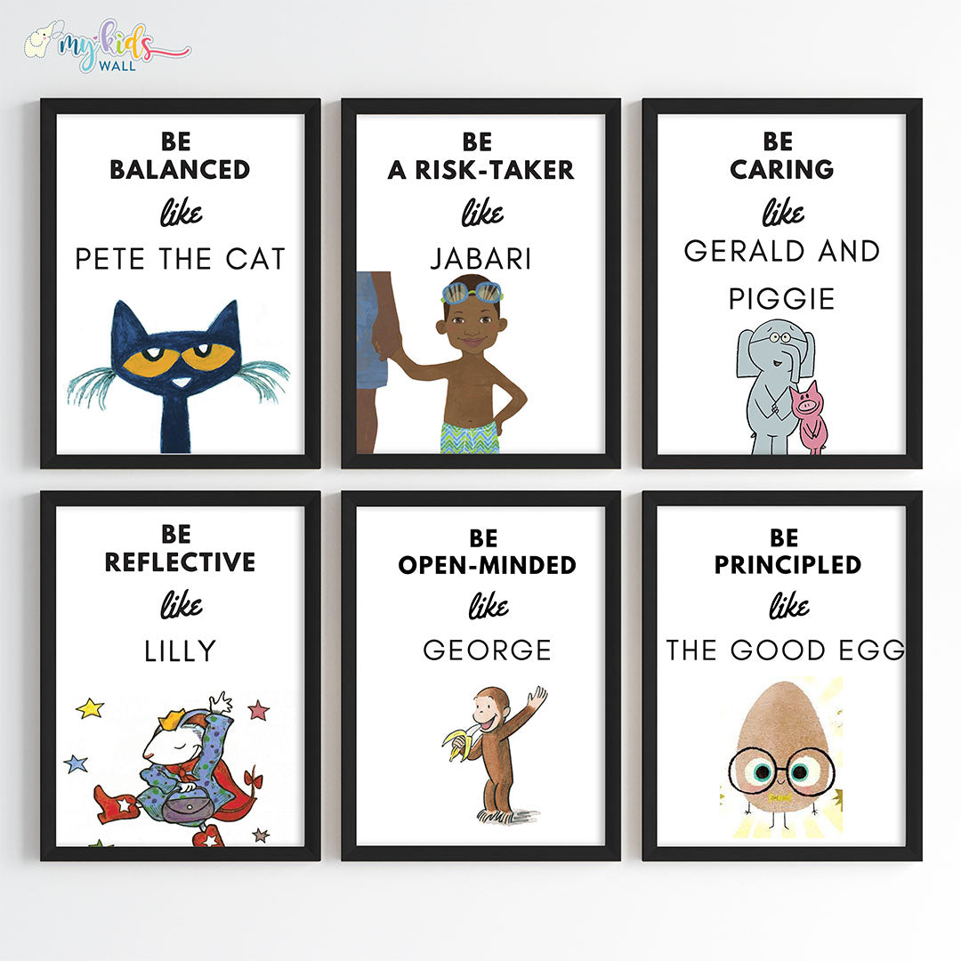little learners motivational wall art set of 6 black frames