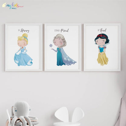 Inspirational Little Princess set of 3 wall art white frame