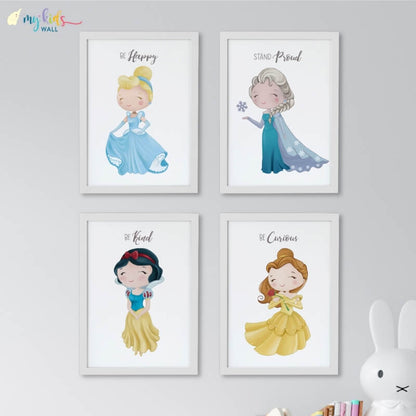 Inspirational Little Princess set of 4 wall art white frame