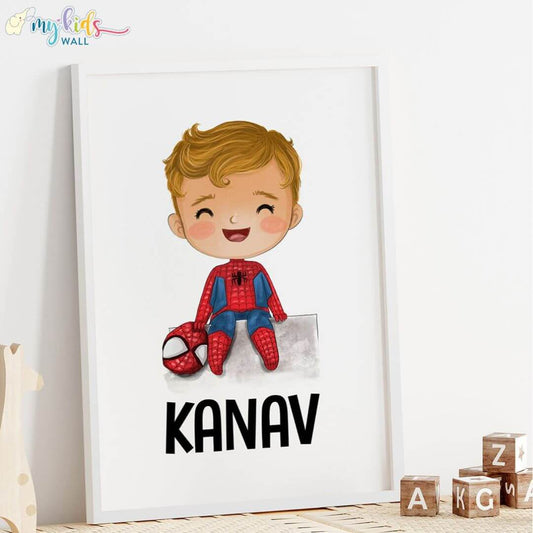 Little superhero wall art white frame