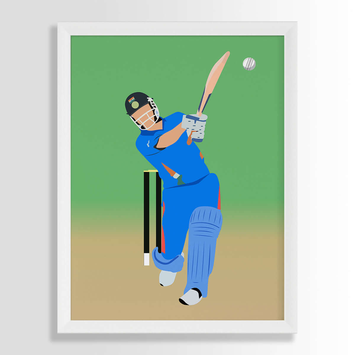 Inspirational M. S. Dhoni bg wall art white frame