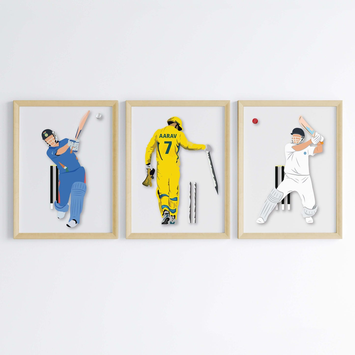 Inspirational M. S. Dhoni  set of 3 wall art wooden frame