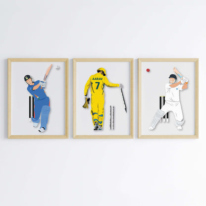 Inspirational M. S. Dhoni  set of 3 wall art wooden frame