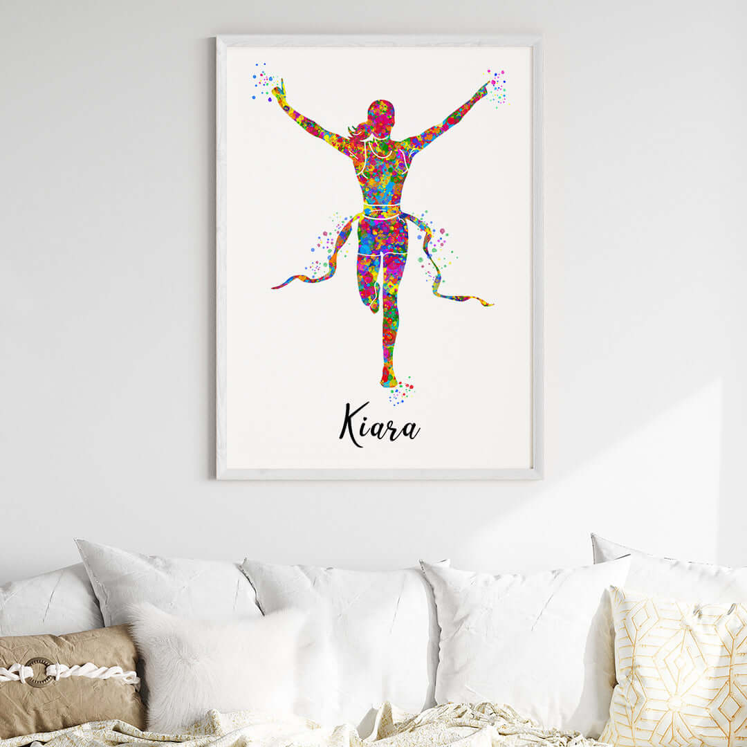 Inspirational marathon winner wall art white frame