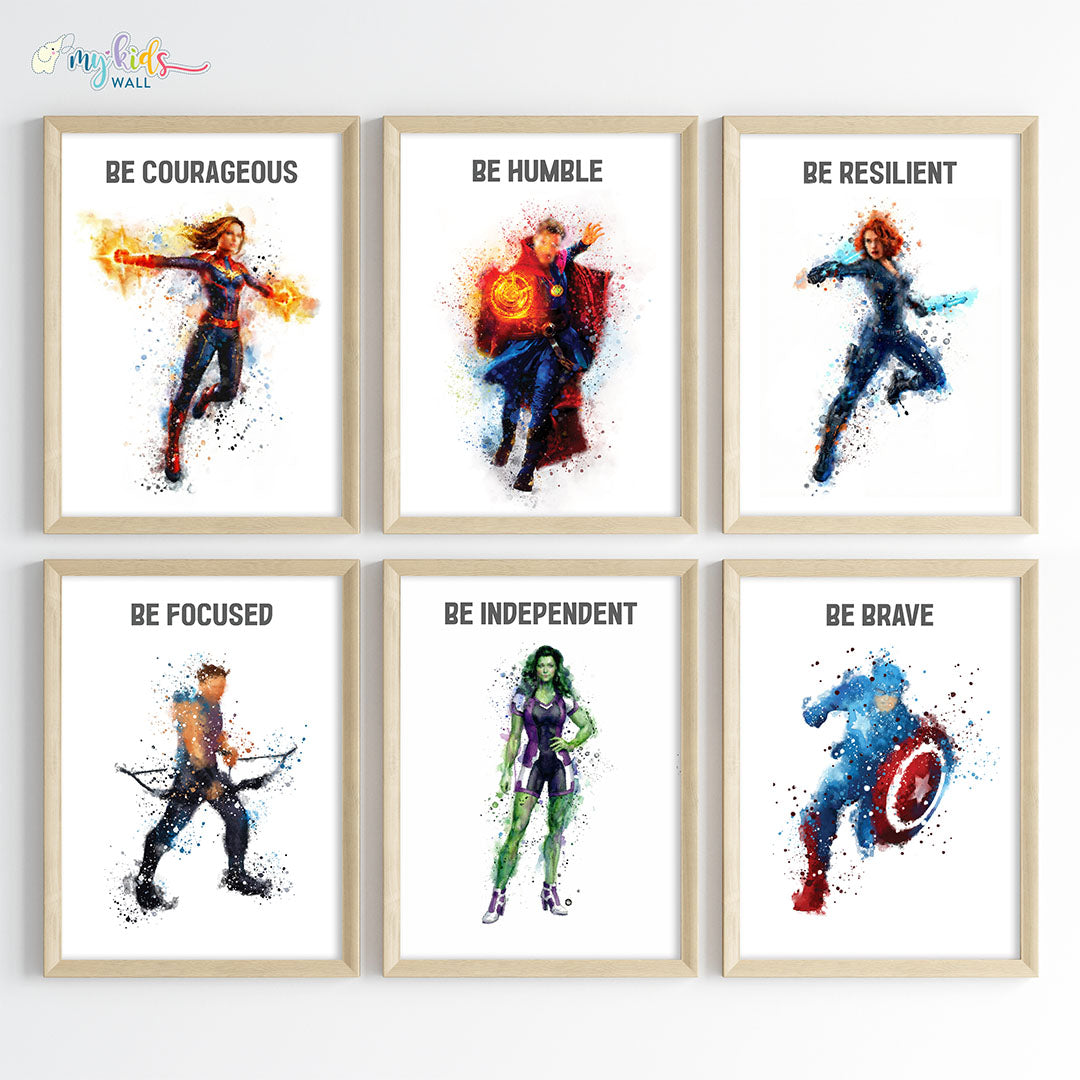 Marvellous Superheroes Motivational Wall Art for Siblings (Framed)